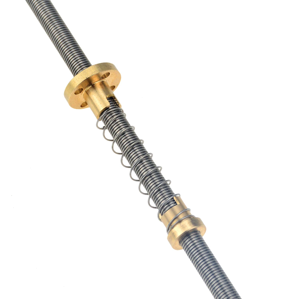 Color : Pitch 2mm Lead 4mm, Size : 450mm MDD T8 Lead Screw THSL-500-8D Trapezoidal Lead Screw Anti Backlash Spring Loaded Nut Thread 8mm 