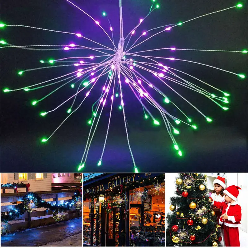 Christmas 180/120 LED Fireworks Lamp Explosion Lamp String Light Waterproof Copper Wire Lamp Home Decor(not include battery) outdoor christmas string lights