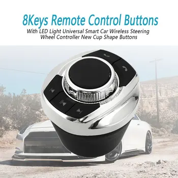 

1Pc 8Keys Remote Control Buttons With LED Light Universal Smart Car Wireless Steering Wheel Controller New Cup Shape Buttons
