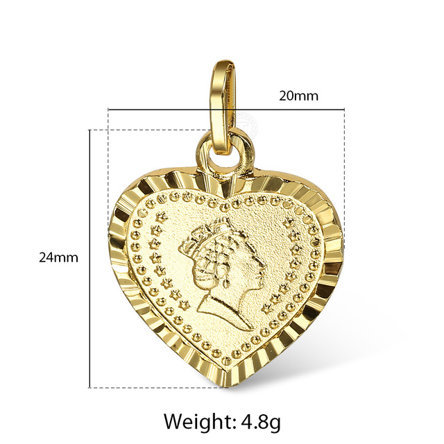 New Gold Color Pendant Necklace for Women Men  Jesus Cross Queen Elizabeth Portrait Charm Fashion Jewelry Accessories GPM01
