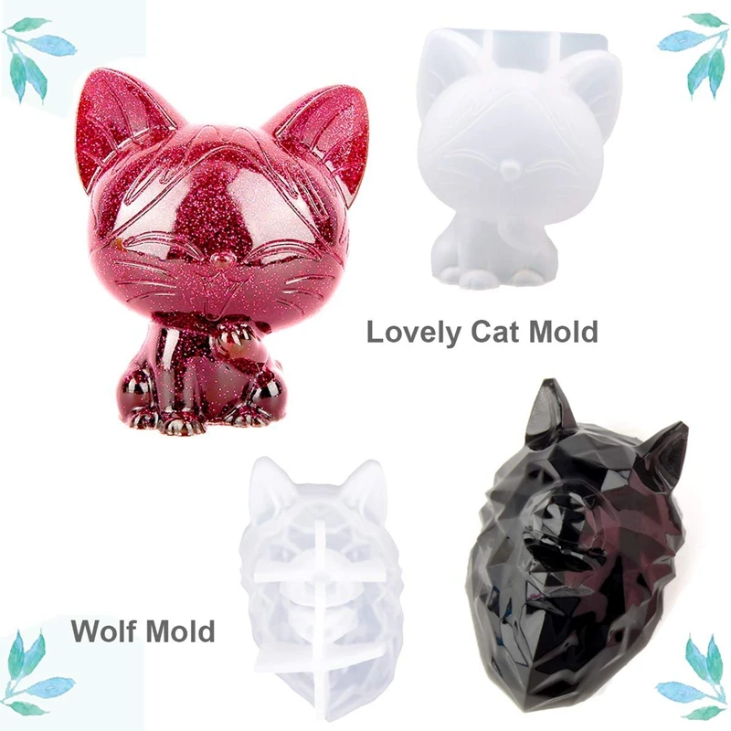 Формы из смолы для животных, DIY3D набор инструментов для литья из смолы для животных включает в себя 7 ПОЛИМЕРНЫХ силиконовые формы для выпечки в виде животных 2 мерных стакана 10 деревянных палочек