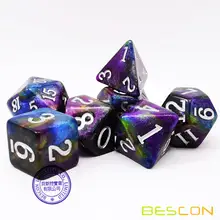 Bescon Звездная ночь игральные кости набор серии, 7 шт. многогранные РПГ кости набор Млечный путь, полночь, сумерки