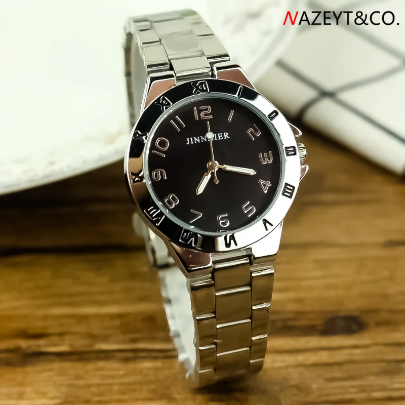 

free shipping ladies watch unisex high quality 3D simple dial steel strainless strap wristwatch woman man quartz casual clock