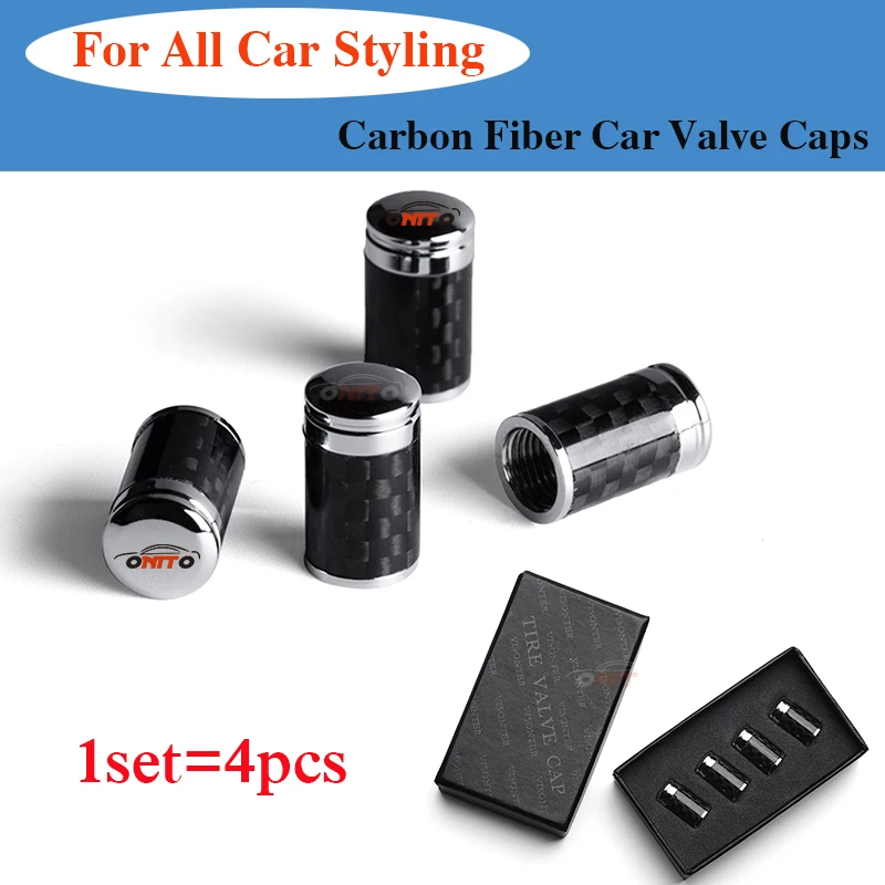 

High Quality 1set Carbon Fiber Car Rim Tire Valve Caps With Box Dust-proof Protected For Mazda Toyota Honda KIA Peugeot Seat