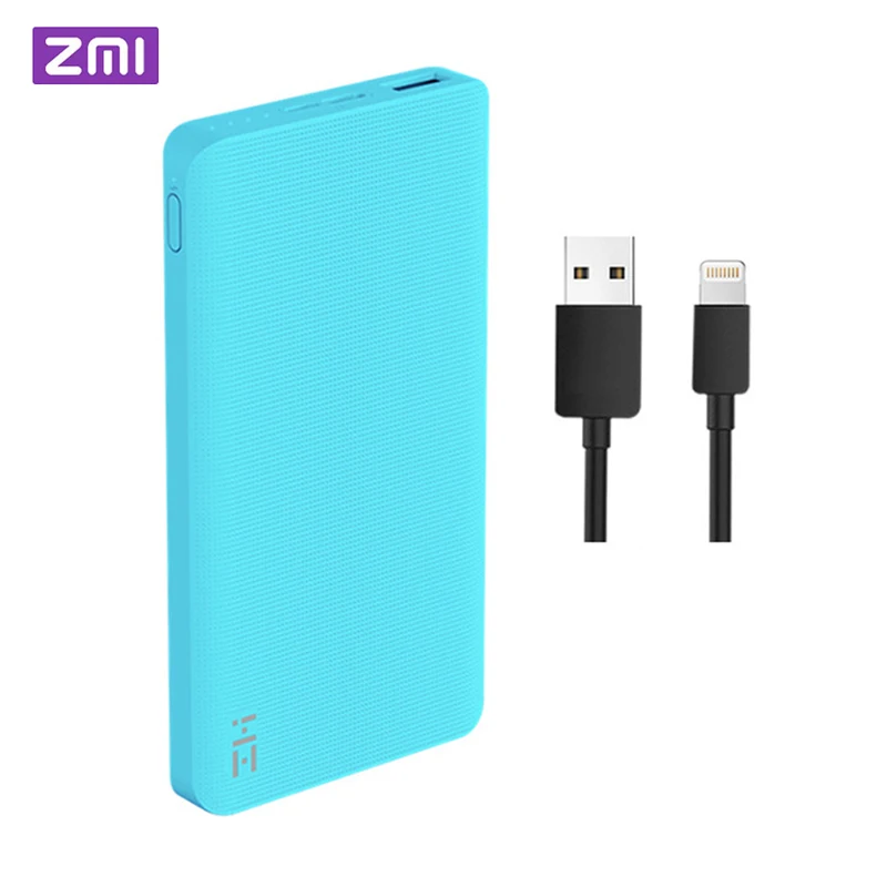 ZMI 10000 мАч Внешний аккумулятор 10000 мАч Внешний аккумулятор Портативная зарядка type-C-way Быстрая зарядка 2,0 для iPhone - Цвет: Blue add Lightning