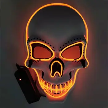 

Unisex EL Wire Luminous Halloween Devil Skull Glowing PVC Mask, LED Full Face Mask Props For Gift/Festival/Cosplay Costume/Party