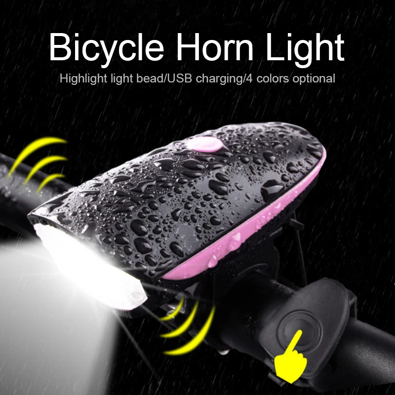 Bike Bicycle Light 250LM USB Rechargeable Bike Front Head Light Cycling Bicycle LED Lamp 3 Modes Bright Electric Horn