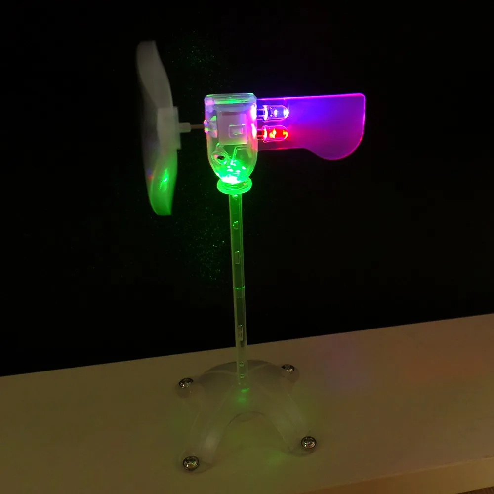 Super small micro wind turbines LED windmill power exploration generator toy