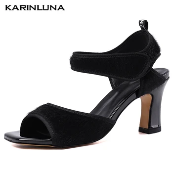

Karinluna New Arrivals Luxury Design Horsehair High Heels Party Ladies Summer Women Shoes Woman Sandals