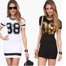 Fashion Women Sports Dress Number 98 printed O-neck Baseball Sexy Casual Vestidos Short Sleeve Outdoor Plus Size