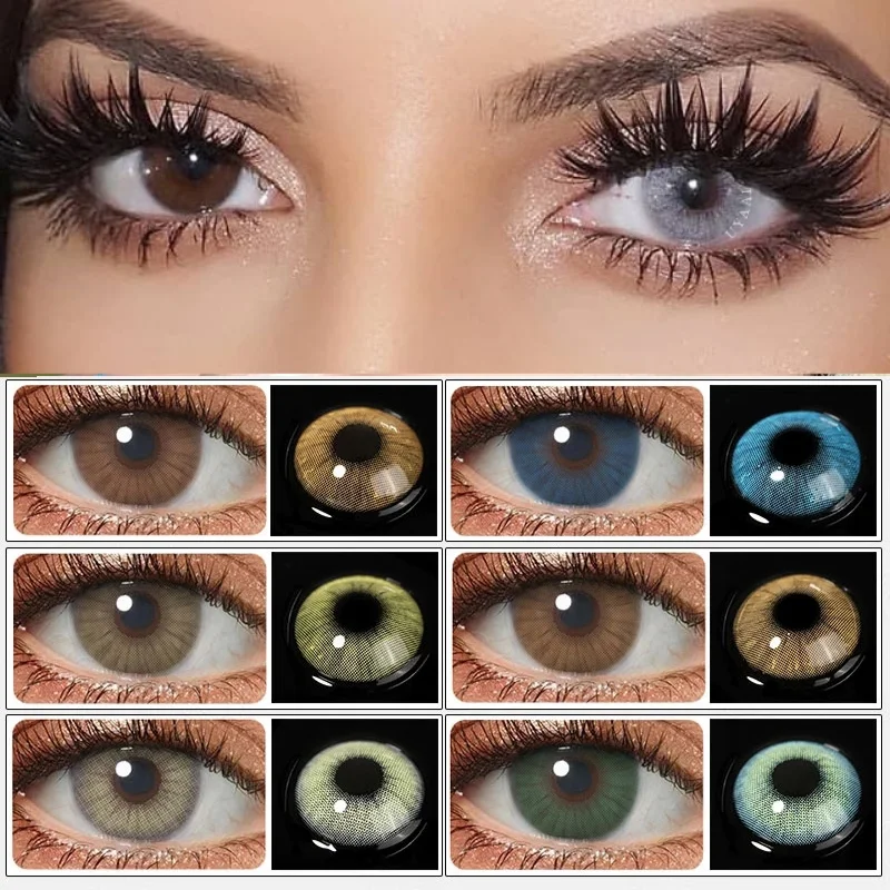 2pcs/pair Color Contact Lenses Natural Bright Cosmetic Eye Contacts Lens  With Colored Contact Lenses For Eyes Gray Blue Yearly - Color Contact Lenses  - AliExpress