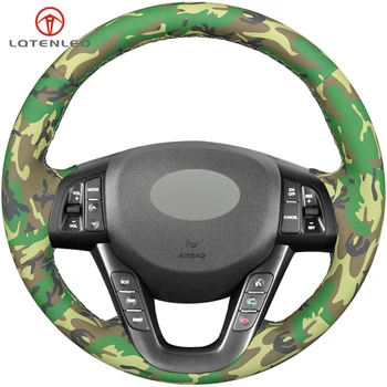 

LQTENLEO Camouflage Artificial Leather DIY Hand-stitched Car Steering Wheel Cover For Kia K5 Optima 2008-2013