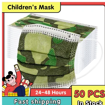 

Adjustable Straps Solid 50pcs Facemask One time Masker 3Ply Mascarillas Desechables De Colores Mask Pattern Facemask For Kids