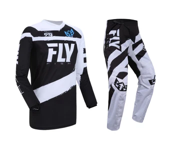 

Black White Fly Fish Gear Set Motocross Street Moto Racing Suit Motorbike Motorcycle Kit