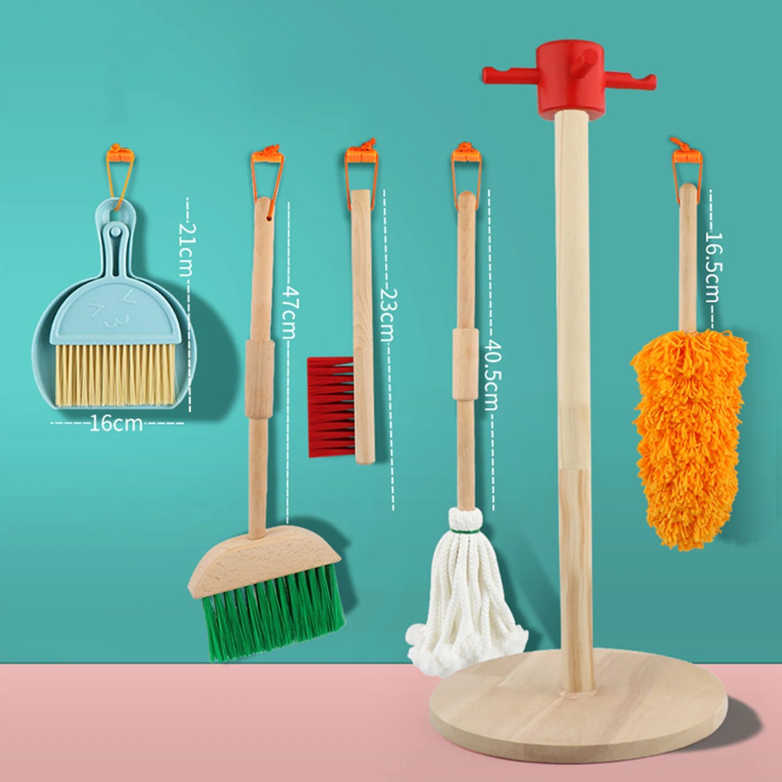Wooden Mini Kitchen Home Cleaning Tool Pretend Furniture Play Toddler Toy Girl Kid Floor Brush Broom Housekeeping Children toys 5