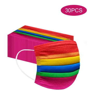 

Disposable Masks Rainbow Colors Mask For Face Mouth Breathable Mascarilla Three Layer Non Woven Face Cover EarLoop Facemasks