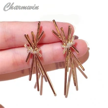 Новые Модные корейский Серебряный игольчатые серьги-гвоздики для женщин, серьги, длинные геометрические серьги для женщин