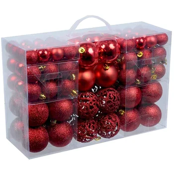 

100Pcs/Box Christmas Ball Box Set Available Lightweight Holiday Christmas Tree Ornament Decorations