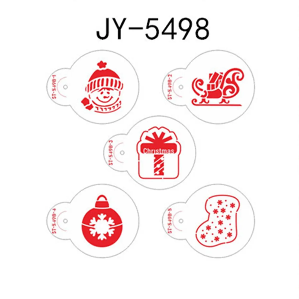JY-5498 DIY 5 шт Рождественская елка трафарет для выпечки Снеговик печенье штамп торт инструмент-шаблон трафареты украшения инструменты для украшения тортов из мастики - Цвет: JY-5498