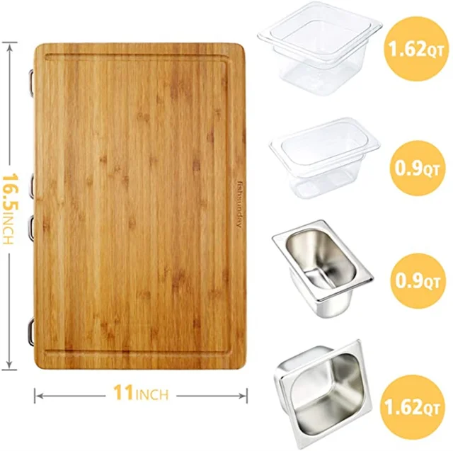 Expandable Bamboo Cutting Board Set With Trays And Lids For Kitchen Juice  Trough Storing Chopped Food - AliExpress