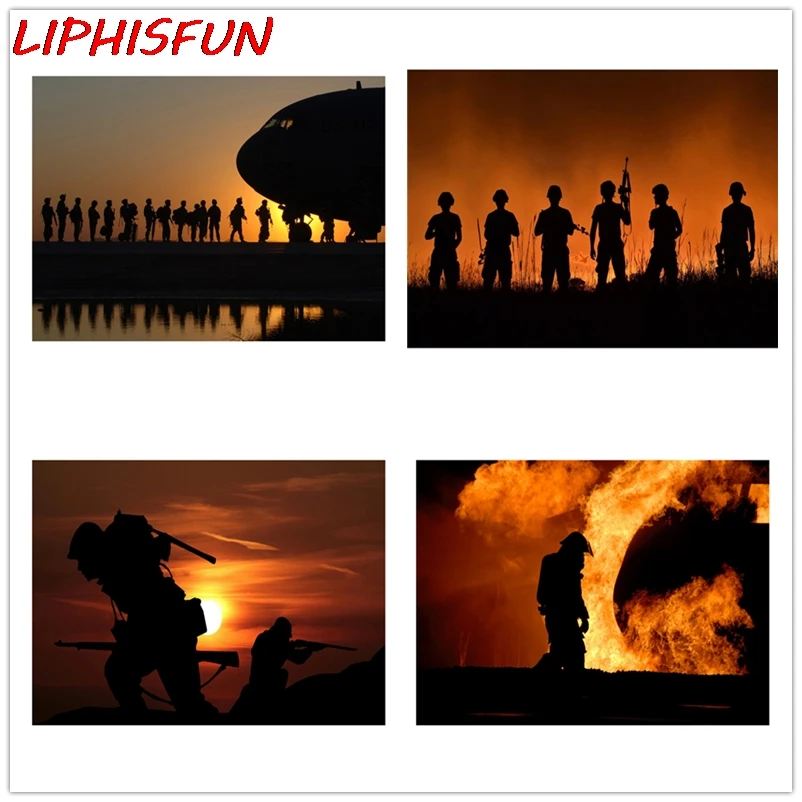 LIPHISFUN ремесло 5D алмазная картина смола Алмазная картина целая картина рукоделие вышивка Великая армия и солдаты на фоне заката