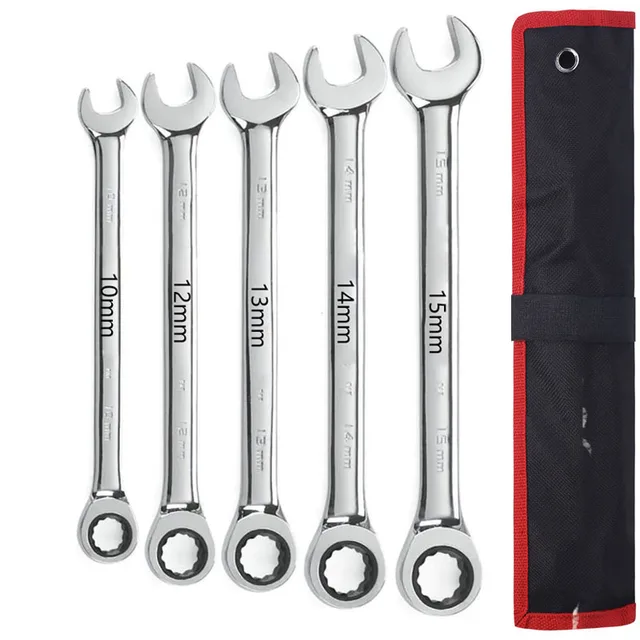 Ratchet Metric Wrenches Torque Universal Spanners for Car Repair Hand Tools 10-12-13-14-15