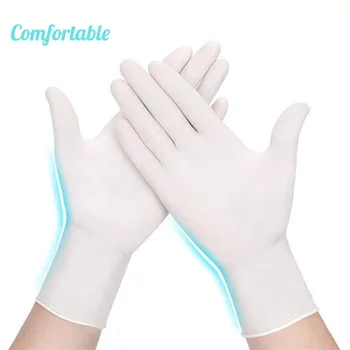 

100Pcs/Box Disposable Latex Gloves White Non-Slip Acid and Alkali Laboratory Rubber Latex Gloves Household Cleaning Product