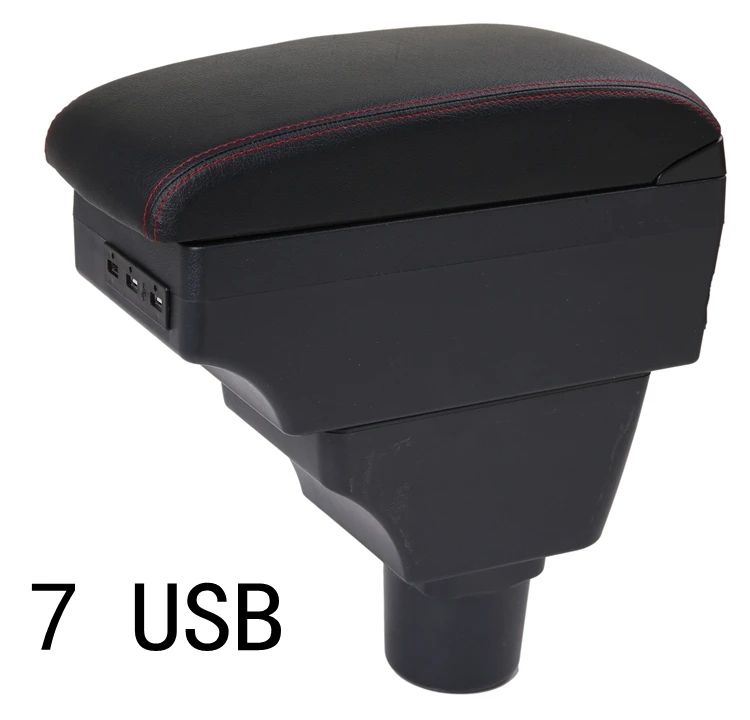 Black red line 7USB Используется для Ford FIGO/фристайл/Endeavour подлокотник коробка FORD figo автомобильный внутренний поручень заряжаемый USB двойной слой - Название цвета: Black red line 7USB