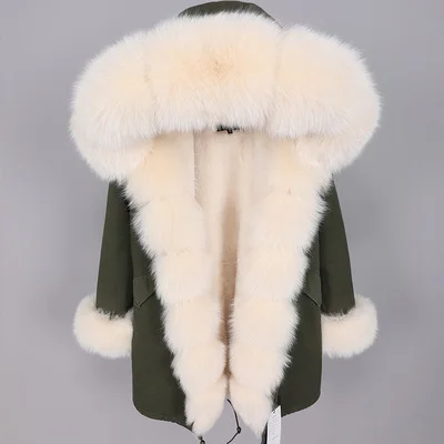 winter new real fox fur collar to overcome the long paragraph fur coat jacket female winter - Цвет: Серый