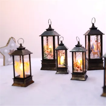 

Christmas Portable Small Oil Lamp Christmas Tree Pendant Ornaments Cartoon Santa Claus Elk Snowman Led Lights Home Decoration