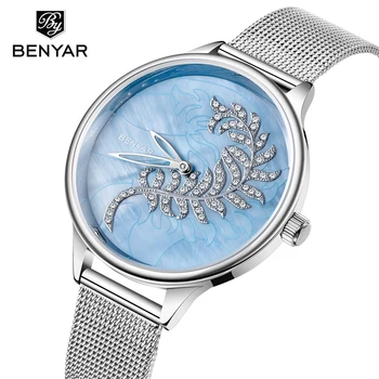 BENYAR Relojes de Mujer superior de la Marca de lujo de moda de cuarzo reloj de oro de las señoras de las mujeres Relojes de mano reloj Relojes de Mujer 2019 Marca Famosa