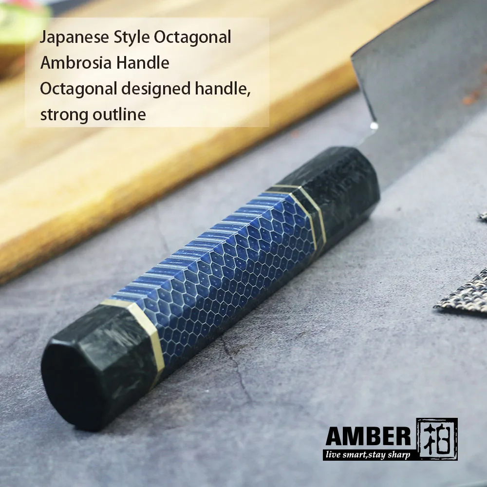 Кухонные нож ручной работы 110 слоев дамасской стали премиум Santoku кухонные ножи японский стиль нож с подарочной коробкой Янтарный нож