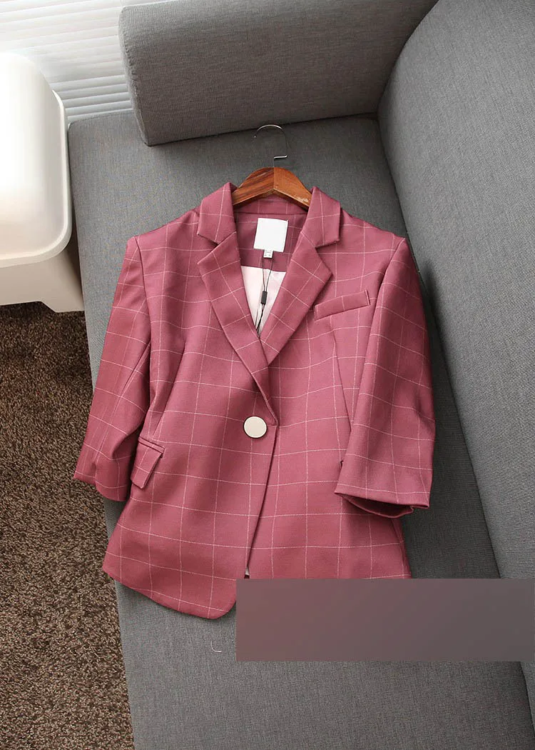 

2h19 Business Commuting a Heart Water Suit Women's Half-sleeve Shirt Waist Hugging Versatile Pattern Suit Jacket