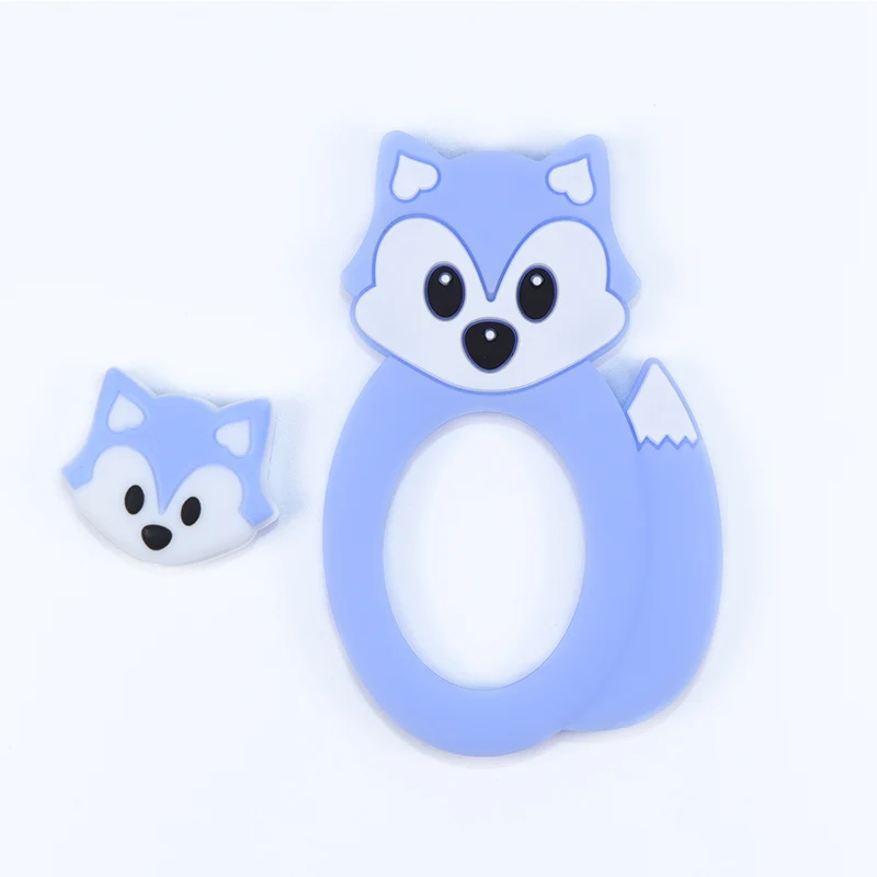 BOBO. BOX, 1 шт., силиконовый Прорезыватель для зубов в виде животных, силиконовая игрушка для прорезывания зубов, кулон, рождественские подарки для кормящих, силиконовые бусины, грызуны, детский Прорезыватель - Цвет: 57 Blue FOX