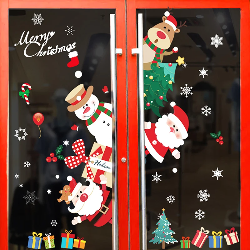 thumbnail image 1 of Pegatina electrostática de cristal para ventana navideña, copo de nieve de Papá Noel, pegatinas de pared de invierno, decoración del hogar de Feliz Navidad, calcomanía de Año Nuevo, 1 of 5