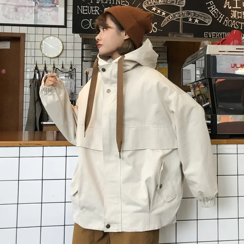astounding  Oversize Jacket Female New Spring Hooded Bomber Jacket Women Unisex Loose Jacket Student BF Harajuk