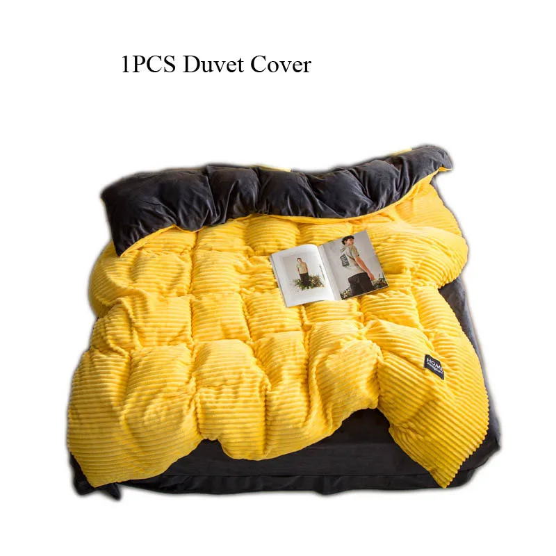 1pc duvet cover-B 4 шт., зимний теплый двухсторонний фланелевый Комплект постельного белья, бархатный плоский лист, пододеяльник и комплект наволочек для 1,8-2 м кровати - Цвет: 1pc duvet cover-B