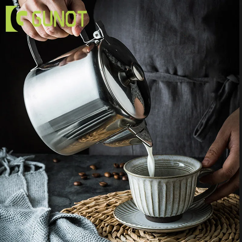 GUNOT Portable Coffee Pot Stainless Steel Coffee Kettle Tea Maker For Coffee Serve Milk Pitcher Barista Tools Coffee Cold Brew