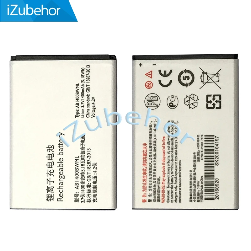Протестированная новая сменная батарея AB1400BWML для PHILIPS Xenium S308 CTS308 с полной