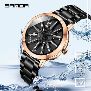

Sanda Watch Male And American Watches Men And Women Couple Watches Quartz Chronograph Waterproof When Running Steel Belt Table