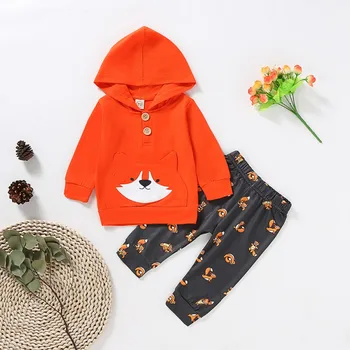 

Autumn Baby Boys Girls Long Sleeve Cartoon Print Hoodie Sweatshirt Tops+Pants Trouser Clothes Set 0-24 Months