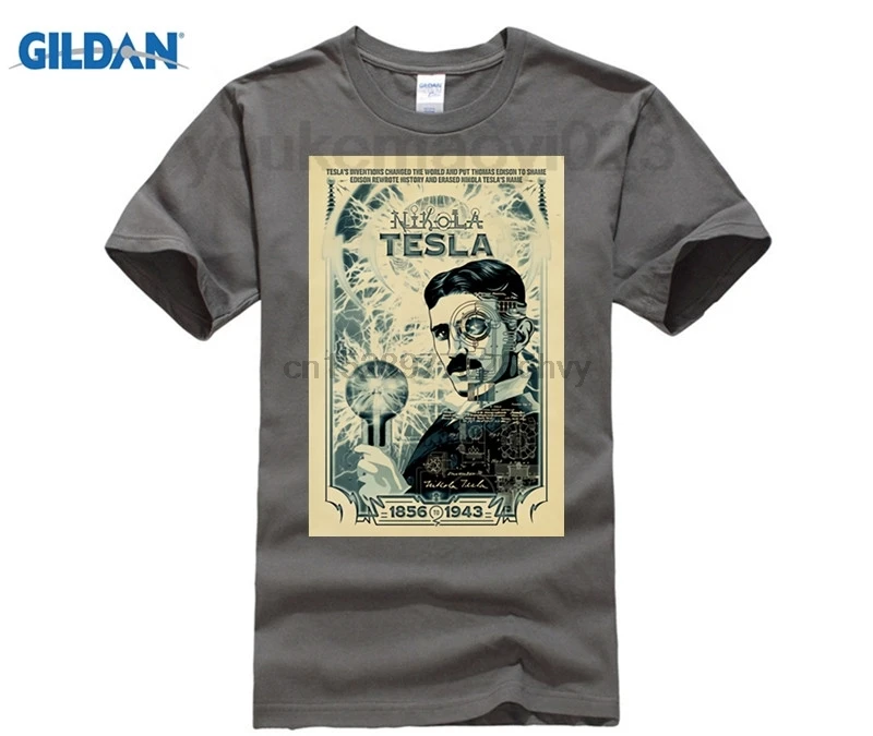 

Nikola Tesla poster Inventor T-shirt Top Pure Cotton T shirt New Design High Quality