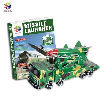 

22*2*29.5cm Creative Three-dimensional Puzzle Missile Car Military 3d Paper Model Children's Puzzle Assembled Spelling DIY Toy