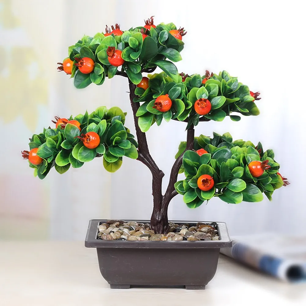 

Artificial Plant Orange Fruit Tree Potted Bonsai Simulation Decoration Home Decor Craft Desktop TV Decor Artificial Ornaments