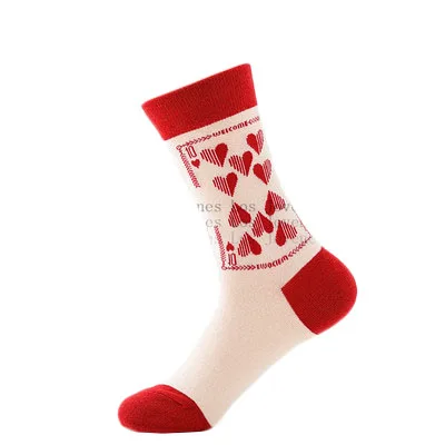 Новые креативные носки контрастного цвета, носки Harajuku port wind tide, оригинальные игральные карты, забавные носки для мужчин и женщин - Цвет: Красный
