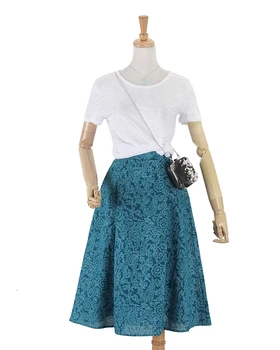 

2020 Vintage pattern elegant cotton large size zaraing vadiming sheiner vintage tops streetwear linen high waist skirt umbrella