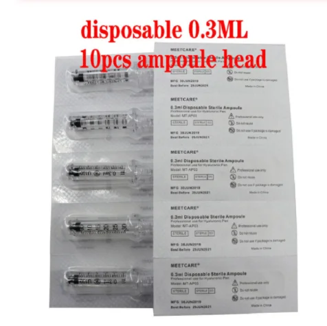 0.3ML 10pcs head Гиалуроновая инъекционная ручка, массажный распылитель, ручка, набор, высокое давление, кислота, микро-пистолеты, против морщин, для губ, наполнитель, для подтяжки губ, без иглы - Цвет: 0.3ML 10pcs head