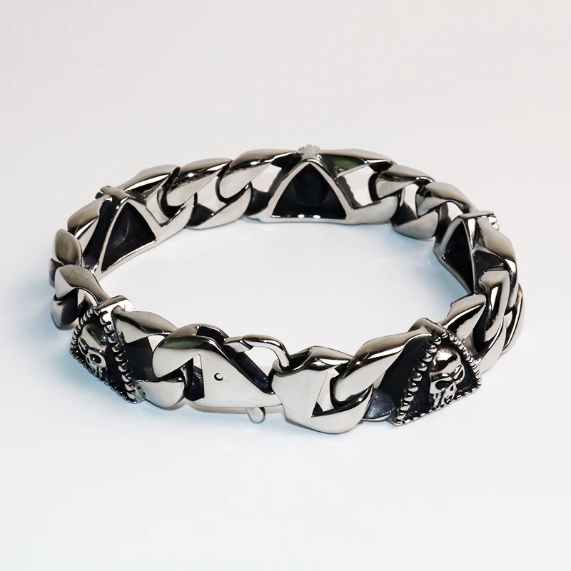 Мужской модный браслет с подвесками из нержавеющей стали, серебряная цепочка 16 мм, браслет высокого качества, ювелирные изделия ручной работы VB797