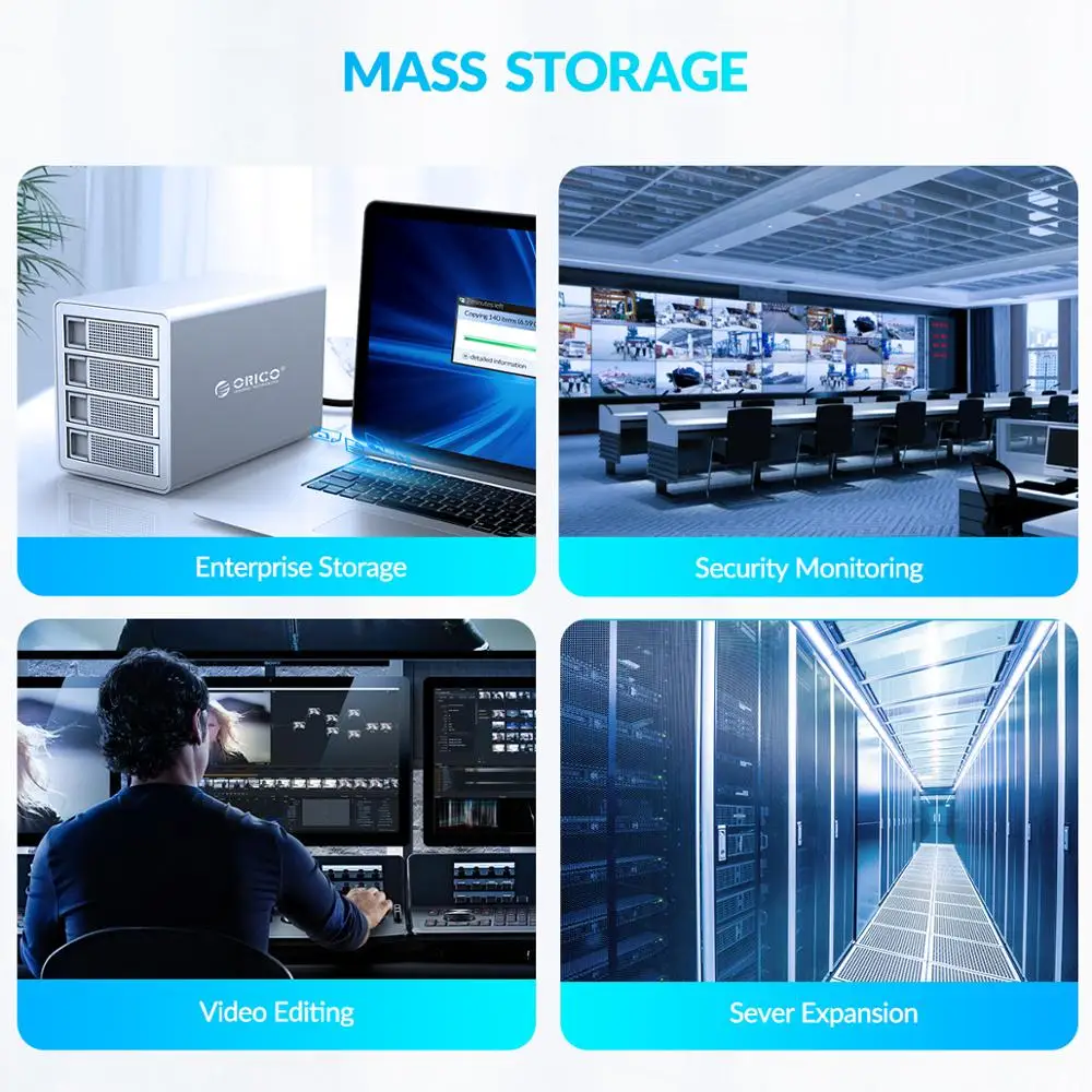 Чехол для жесткого диска ORICO алюминиевая док станция HDD 4 отсека 3 5 дюйма 64 ТБ с