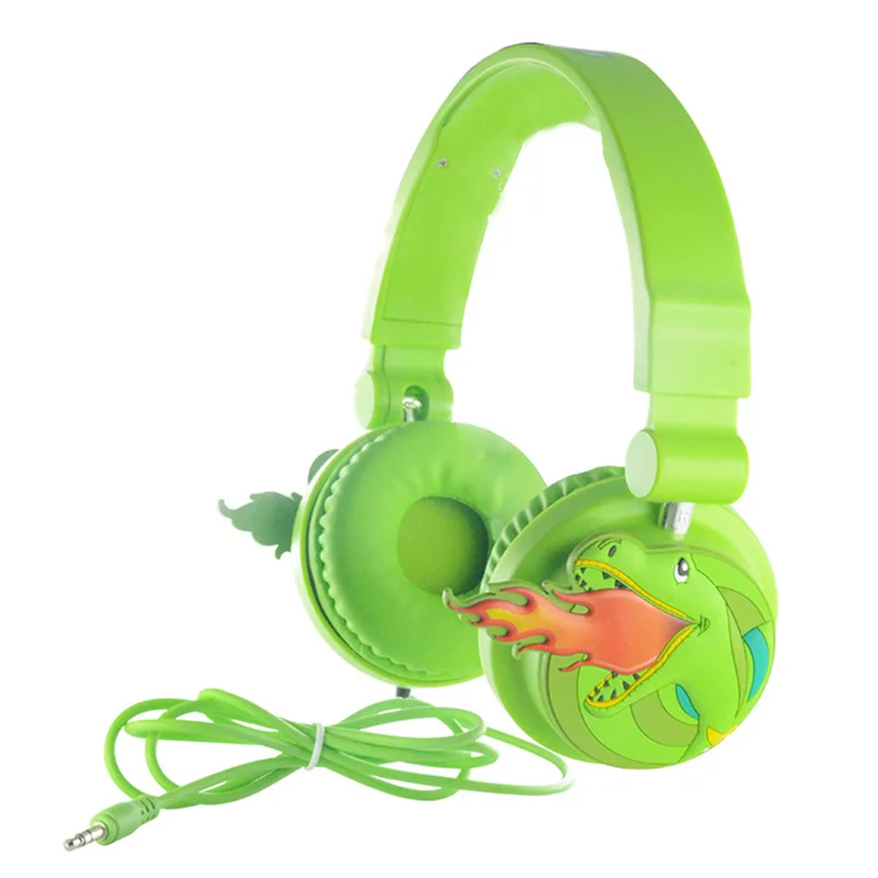 

Cute Kids Children Cartoon Headset Dinosaur Style Stereo Headphones Gaming Wired Headset Universal For Mobile Phone Computer